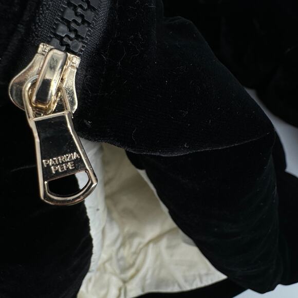 Patrizia Pepe Velvet Padded Quilted Puffer Jacket Black Size 42 = US 6 - Picture 8 of 11